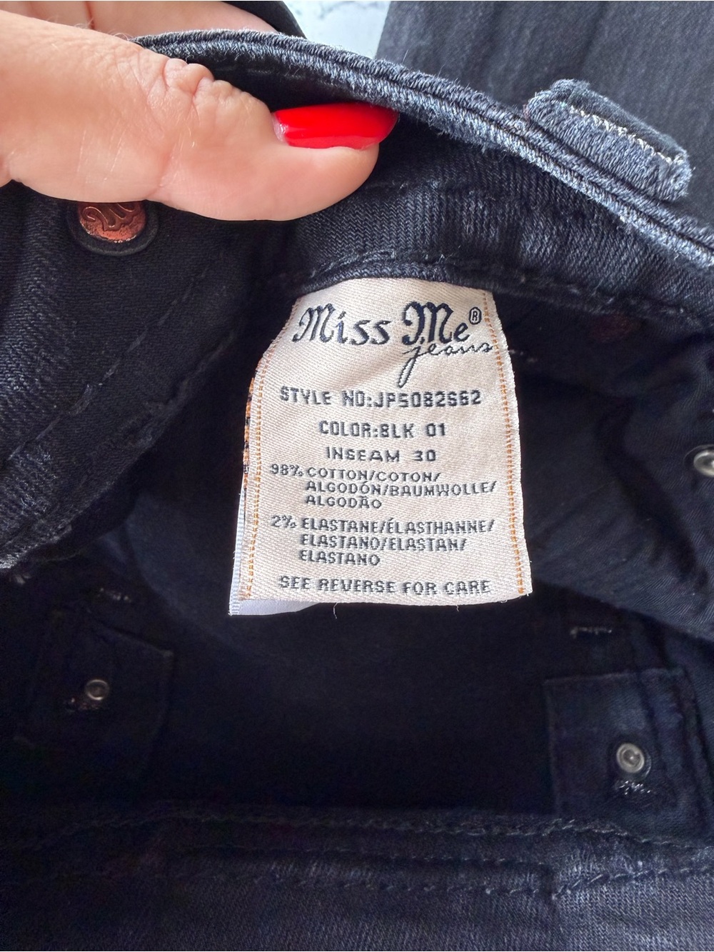 ✅ Miss Me Black Skinny Jeans with Studded Pockets size 28 - Picture 13 of 15
